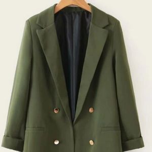NWT Solid Double-breasted Notched Neck Blazer